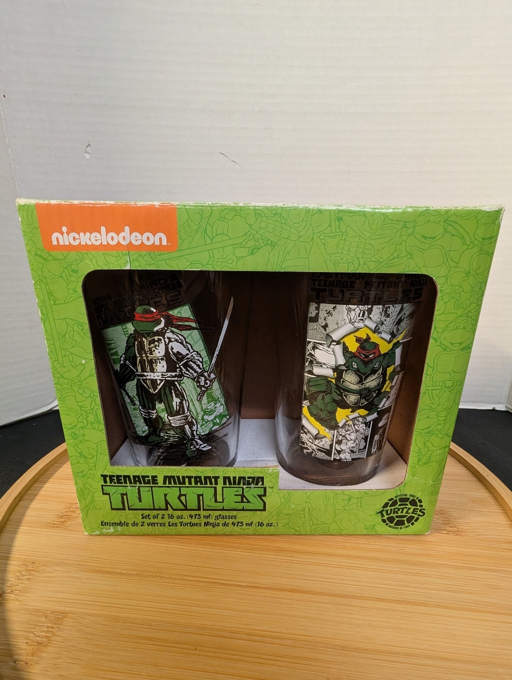 New 2015 Teenage Mutant Ninja Turtles Nickelodeon Glass Set Of 2